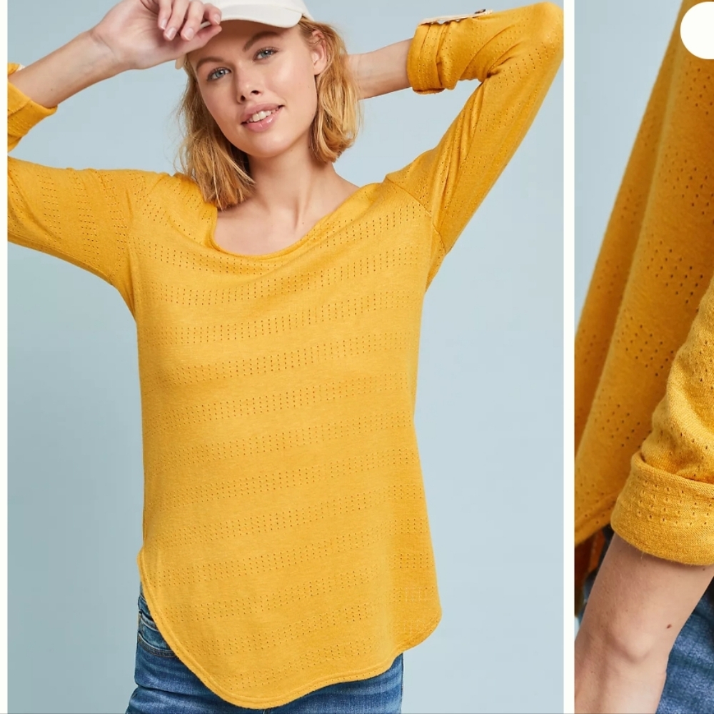 Anthropologie Akemi And Kin Sylvie Pointelle Top Size S Maize
